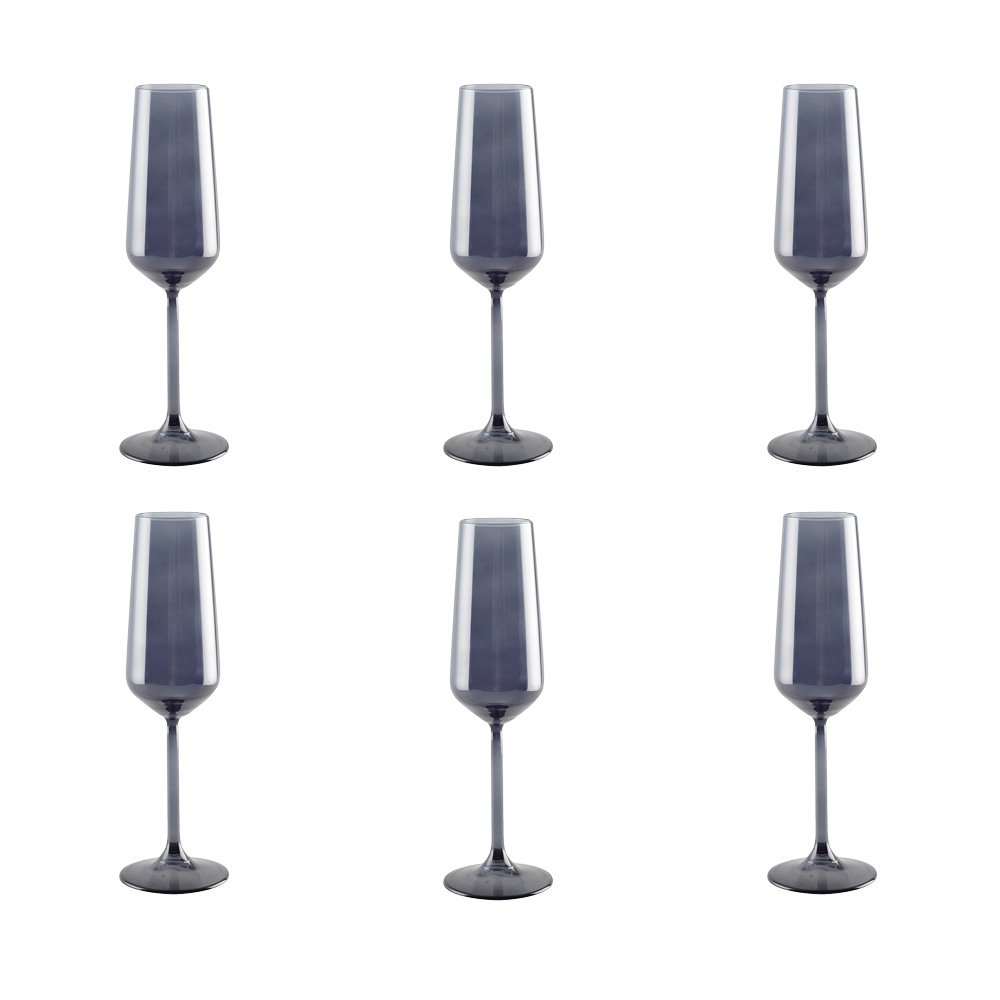 Black champagne flutes - set of 6