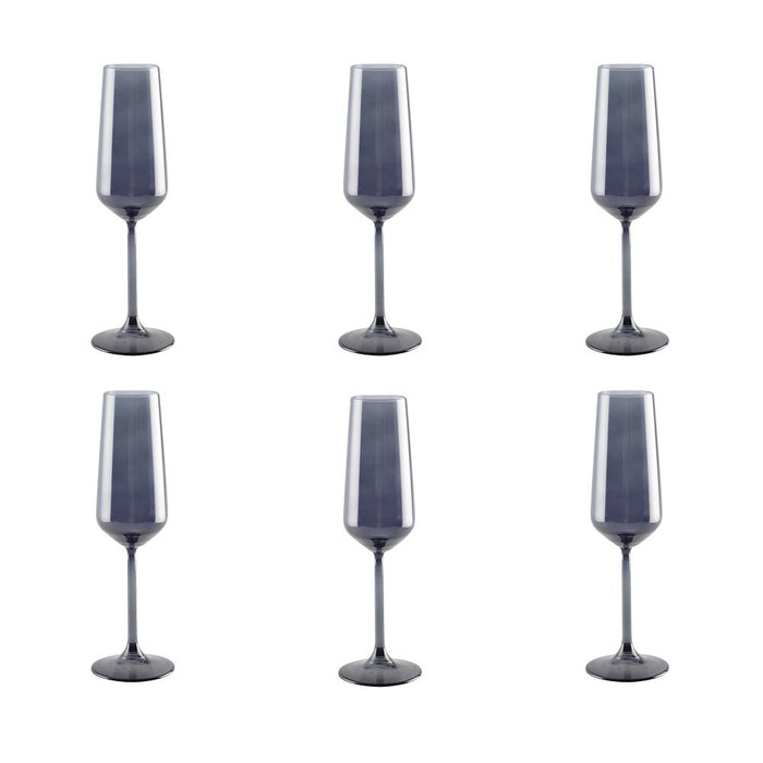 Black champagne flutes - set of 6