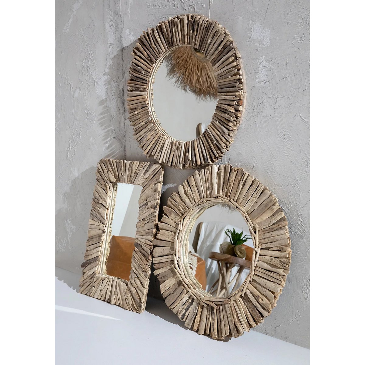 De Driftwood Framed Spiegel - Naturel - M
