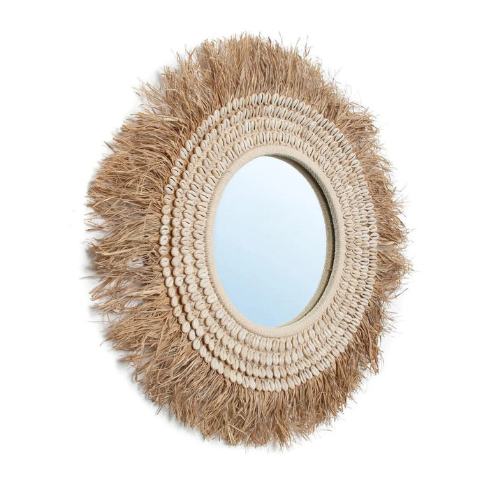 De Raffia Kauri Spiegel - Natuurlijk Wit
