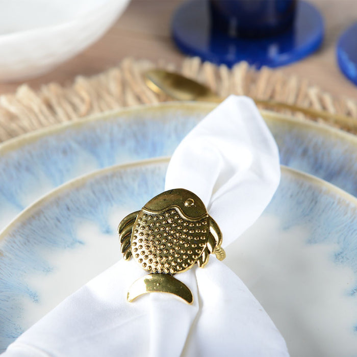 Set of 4 rounds of golden fish towels
