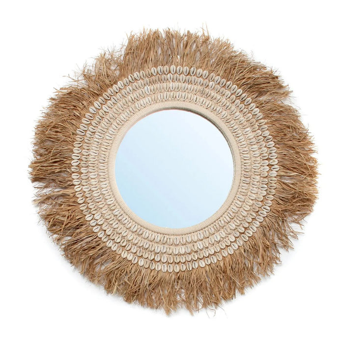 De Raffia Kauri Spiegel - Natuurlijk Wit