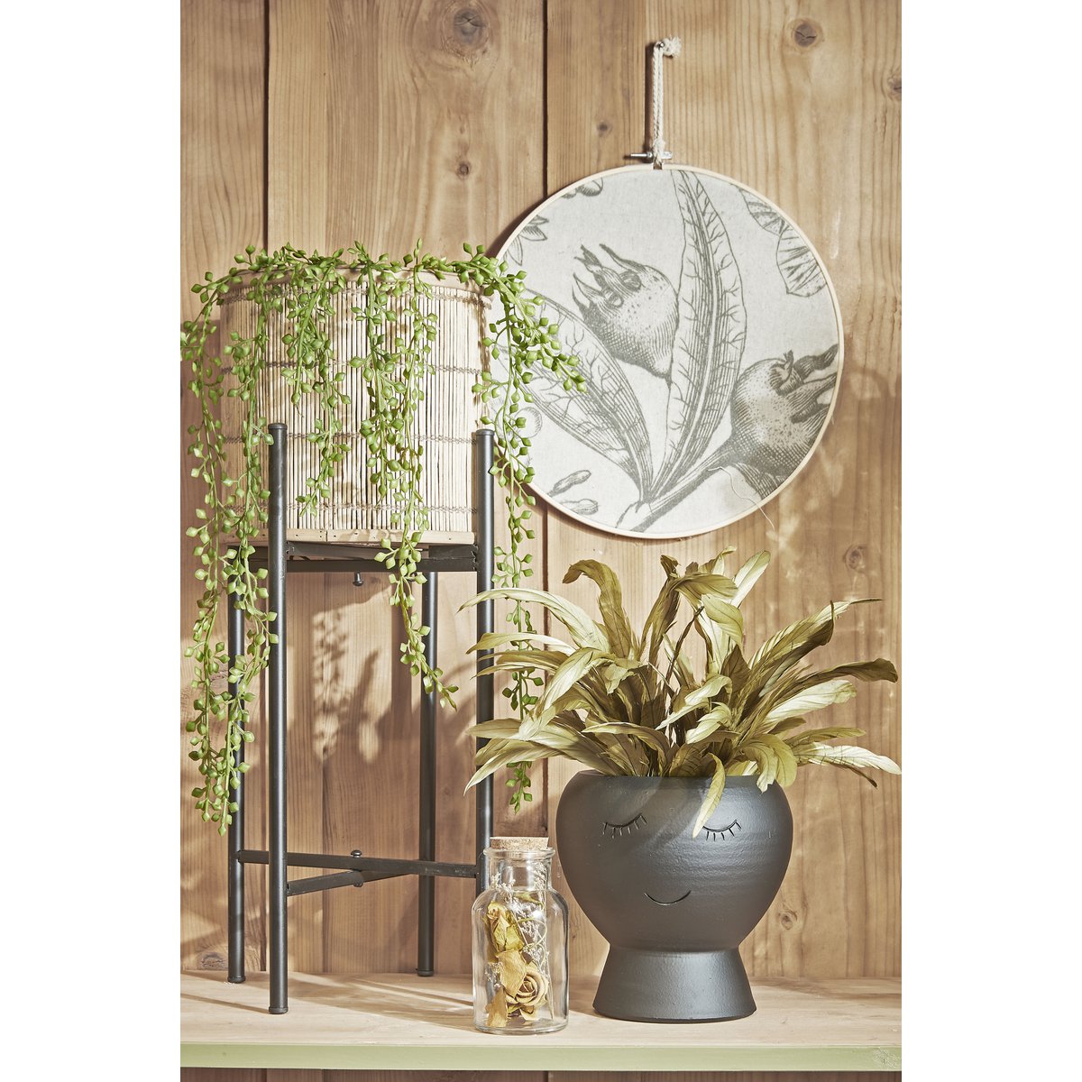 Senecio Artificial Hanging Plant in Pot - H68 x Ø9 cm - Green