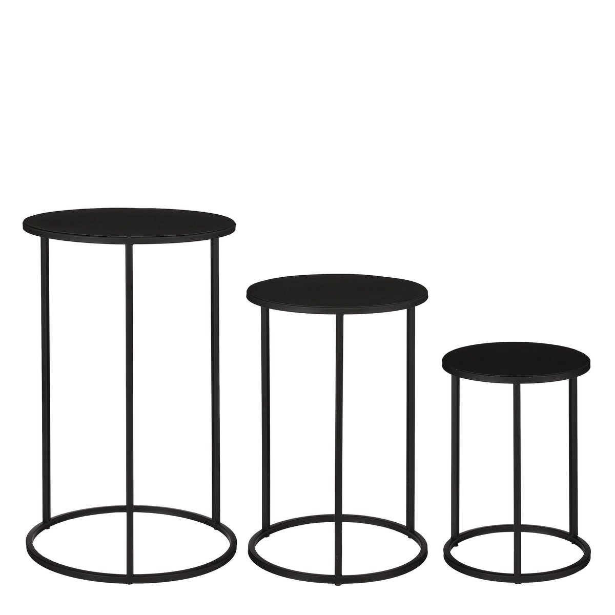 Quinty Side table - Set of 3 - H50 x Ø32 cm - Metal - Black