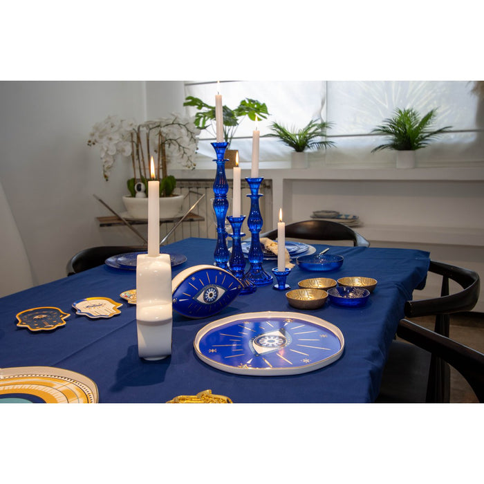 H5.5cm blue candlestick - Lot of 2