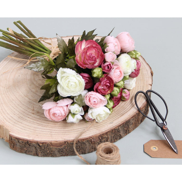Ranunculus Artificial Flowers Bouquet - H35 x Ø26 cm - Pink
