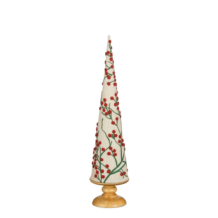 Decoration Christmas tree - H55 x Ø12 cm - Cotton, Iron, Mangohout - FSC 100% - Red
