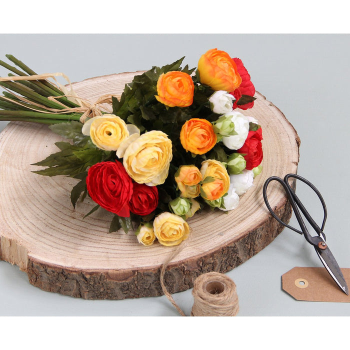 Ranunculus Kunstbloemenboeket - H35 x Ø26 cm - Oranje
