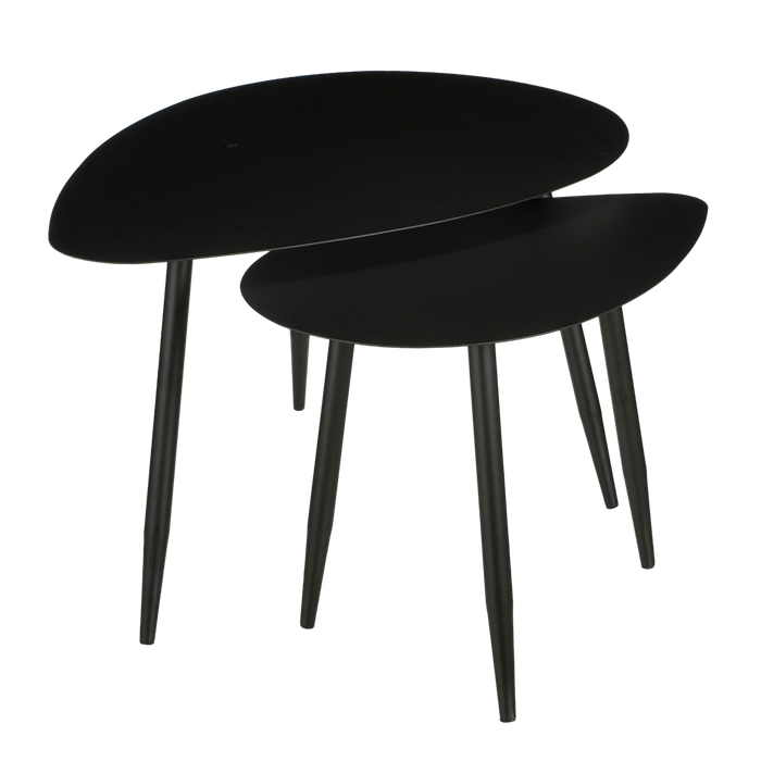 Side table - Set of 2 - L80 x W60 x H47 cm - Metal - Black