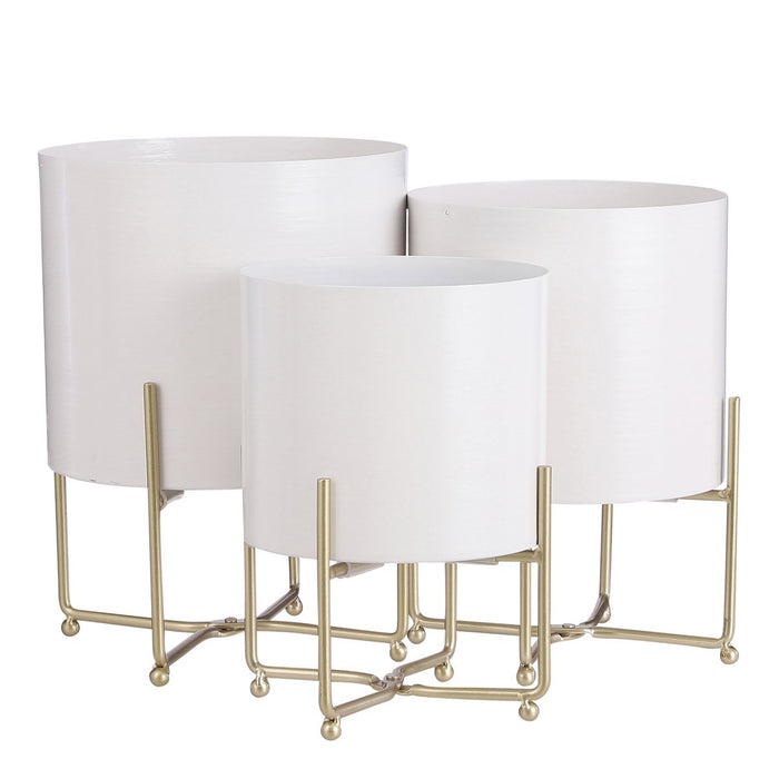 Witte en gouden trio plantenpotten