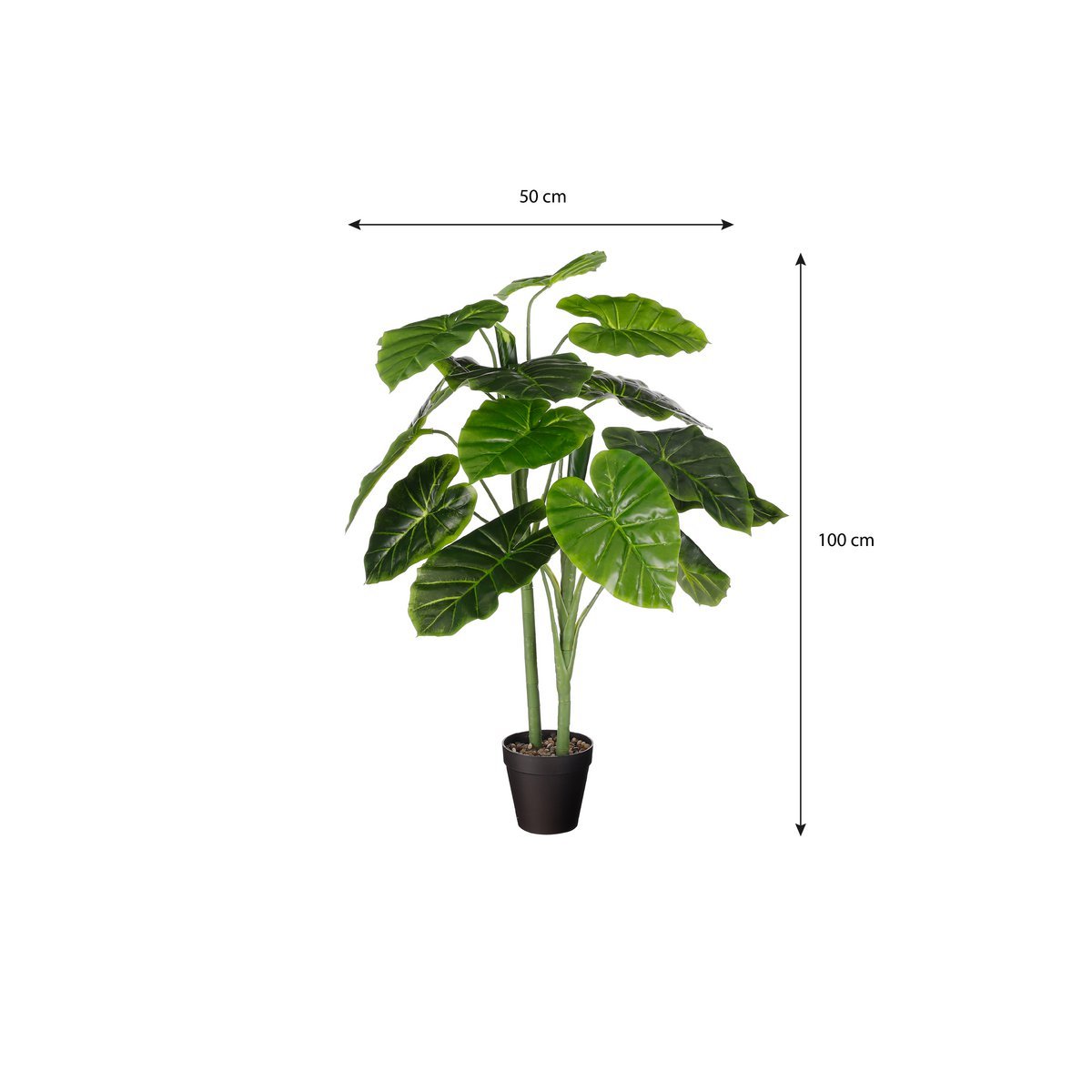Alocasia Artificial Plant in Flower Pot - H100 x Ø50 cm - Green