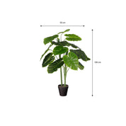 Alocasia Artificial Plant in Flower Pot - H100 x Ø50 cm - Green