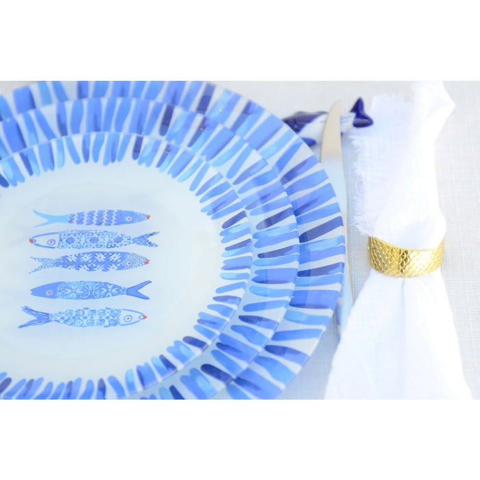 Blue fish dessert plate 20x20x1.3cm - Lot of 6