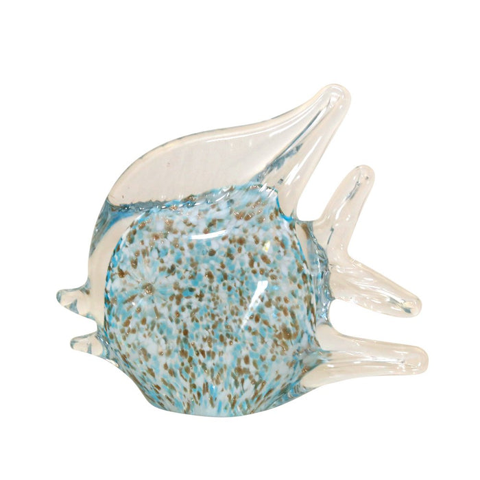 Decorative blue and transparent glass fish 14.5x5.5x13cm
