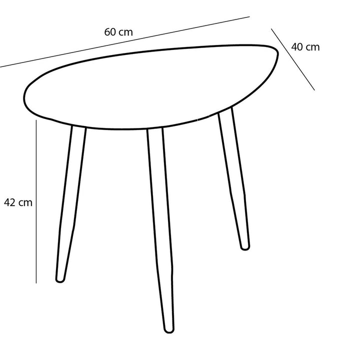 Side table - Set of 2 - L80 x W60 x H47 cm - Metal - Black