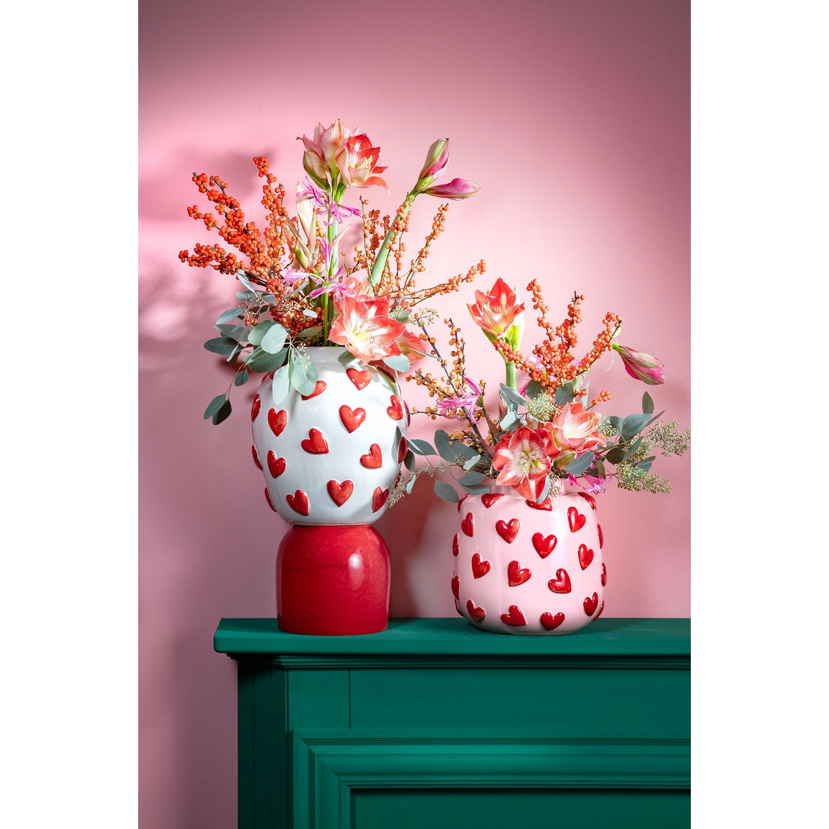 Amora Pink Hearts Vase