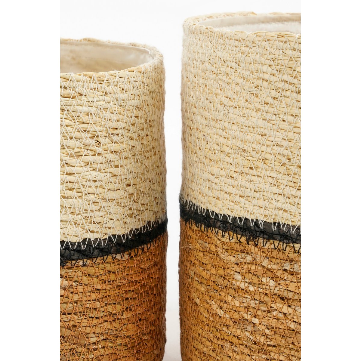 Damian Plant basket - Set of 2 - H20 x Ø20 cm - Seagrass - White