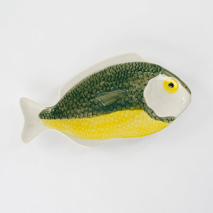 Bord Vis - L29 x B14 x H2 cm - Keramiek - Donkergroen