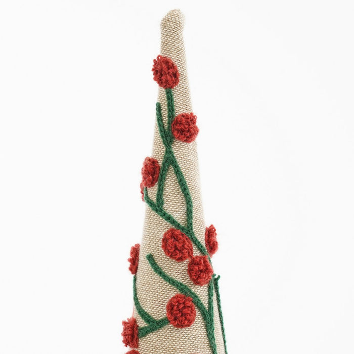 Decoration Christmas tree - H55 x Ø12 cm - Cotton, Iron, Mangohout - FSC 100% - Red