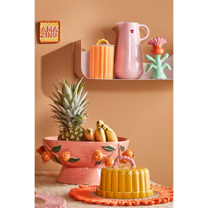 Melika Decoratie Schaal - H16 x Ø39 cm - Keramiek - Roze