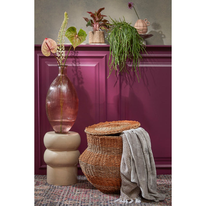 Tacoma Opbergmand met deksel - H48 x Ø55 cm - Jute - Geel