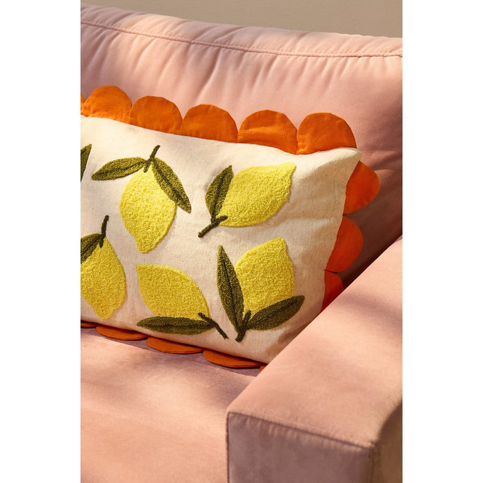 Lemon's decorative cushion - L65 x B45 x H10 cm - Cotton - Off -White, Yellow, Orange