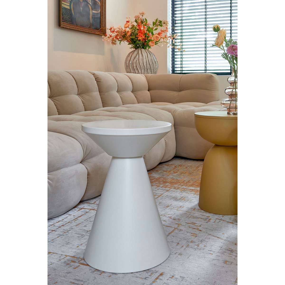 Jim Side table - H45 x Ø31 cm - Iron - Off -White
