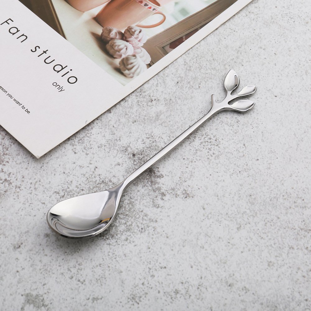 SILVER ASSORTED LEAF CAKE SPOONS - SET OF 6