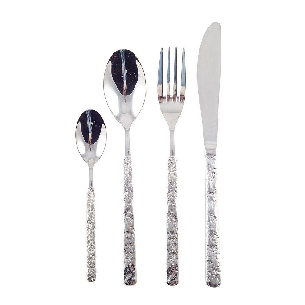 24-PIECE SHINY SILVER CUTLERY SET