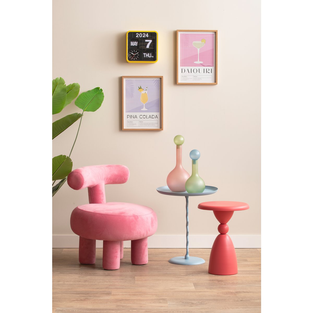 Sky Blue Zig Zag Side Table - Medium