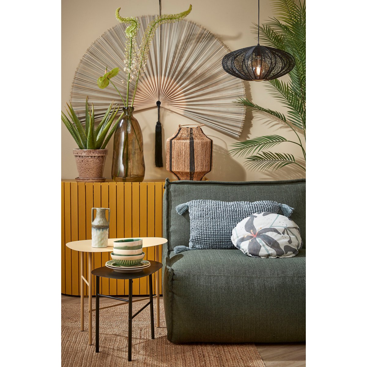 Liliano Lantern - H36 x Ø30 cm - Jute - Black