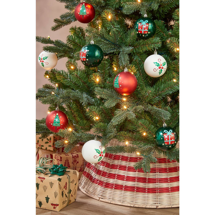 Christmas balls set - 9 pieces - Ø8 cm - Unbreakable - White, Red, Green