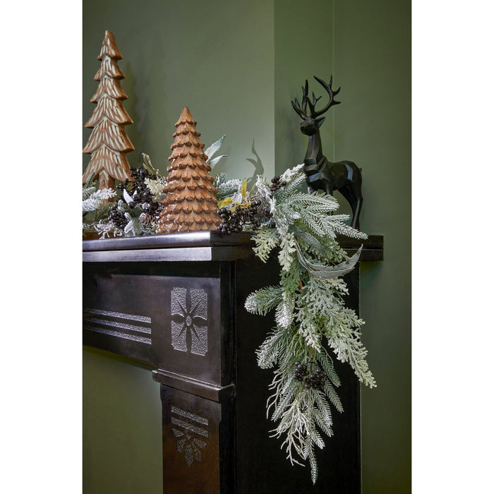 Vesper Garlande with pine cones - L180 x B15 x H10 cm - Green, Black