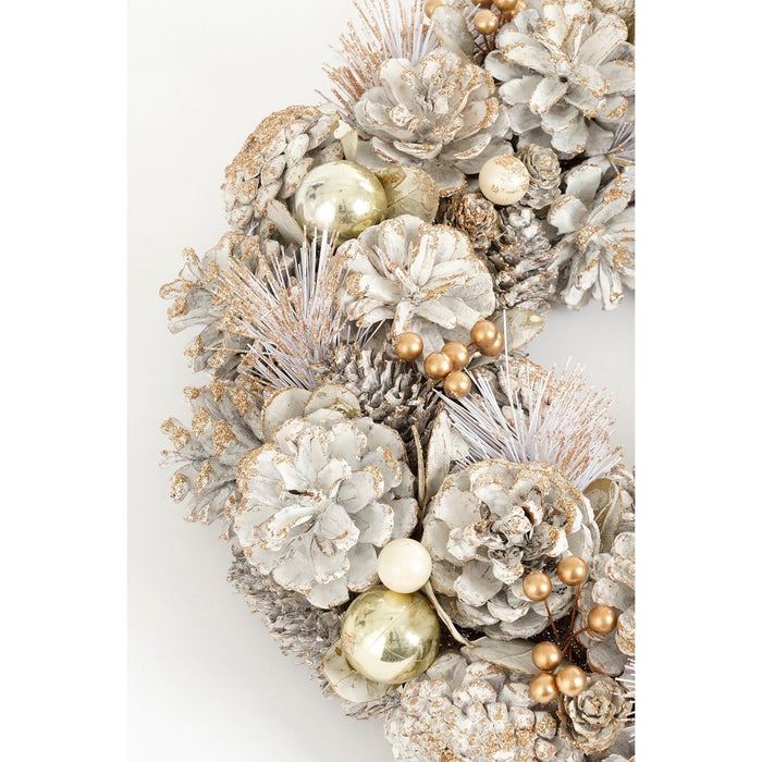Hanley Christmas wreath with pine cones - H9 x Ø34 cm - White