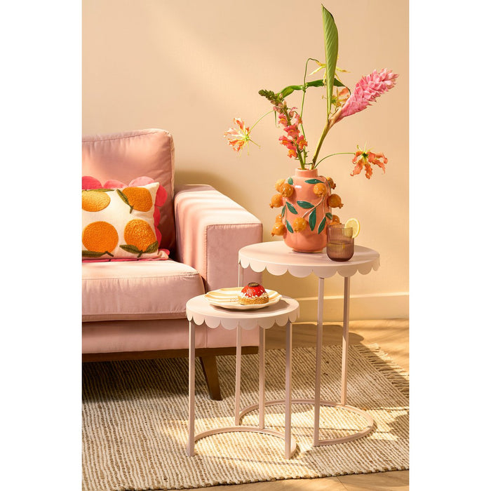 Lara Bijzettafel - Set van 2 - H51 x Ø40 cm - Metaal - Lichtroze