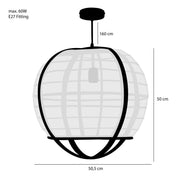 Pella Hanglamp - H50 x Ø51 cm - Linnen - Off-white