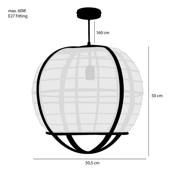 Pella Hanglamp - H50 x Ø51 cm - Linnen - Off-white