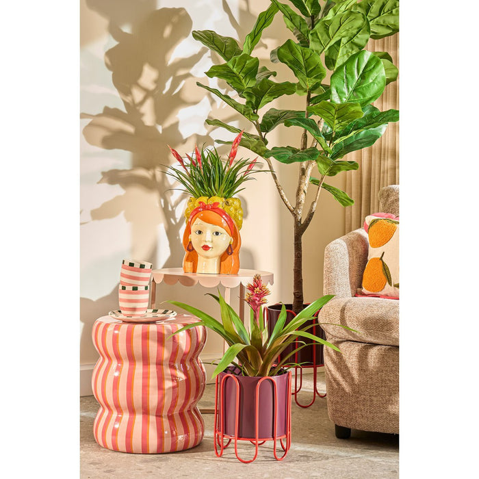 Dione flowerpot on standard - Set of 2 - H35 x Ø26 cm - Metal - Dark red, light red