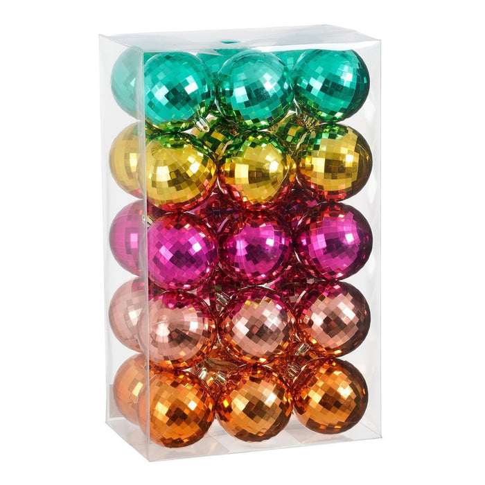Christmas balls set - 30 pieces - Ø8 cm - unbreakable - pink, fuchsia, gold, orange, green