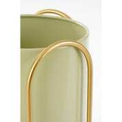Donau Bloempot op Standaard - Set van 2 - Metaal - H45 x Ø23 cm - Lichtgroen, Goud