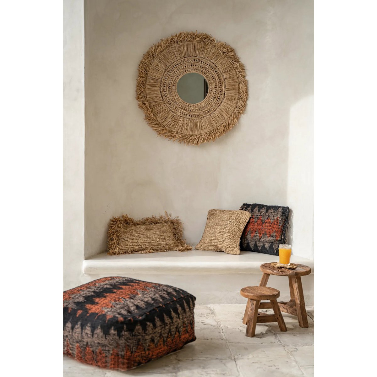 The Raffia Flores Cushion Cover Square - Natural - 40x40