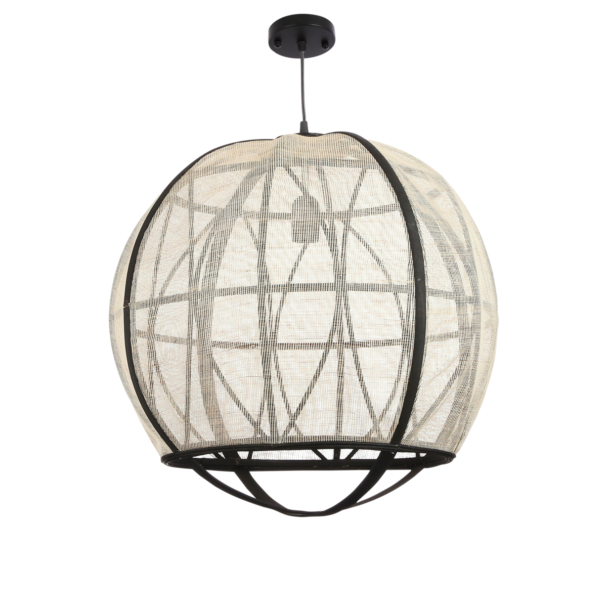 Pella Hanglamp - H50 x Ø51 cm - Linnen - Off-white