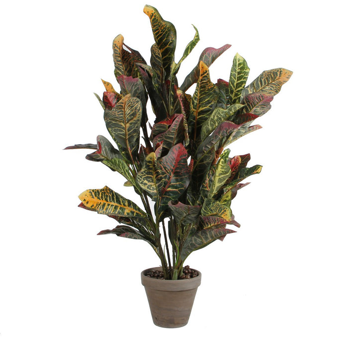 Croton Artificial Plant in Flower Pot Stan - H73 x Ø40 cm - Variegated