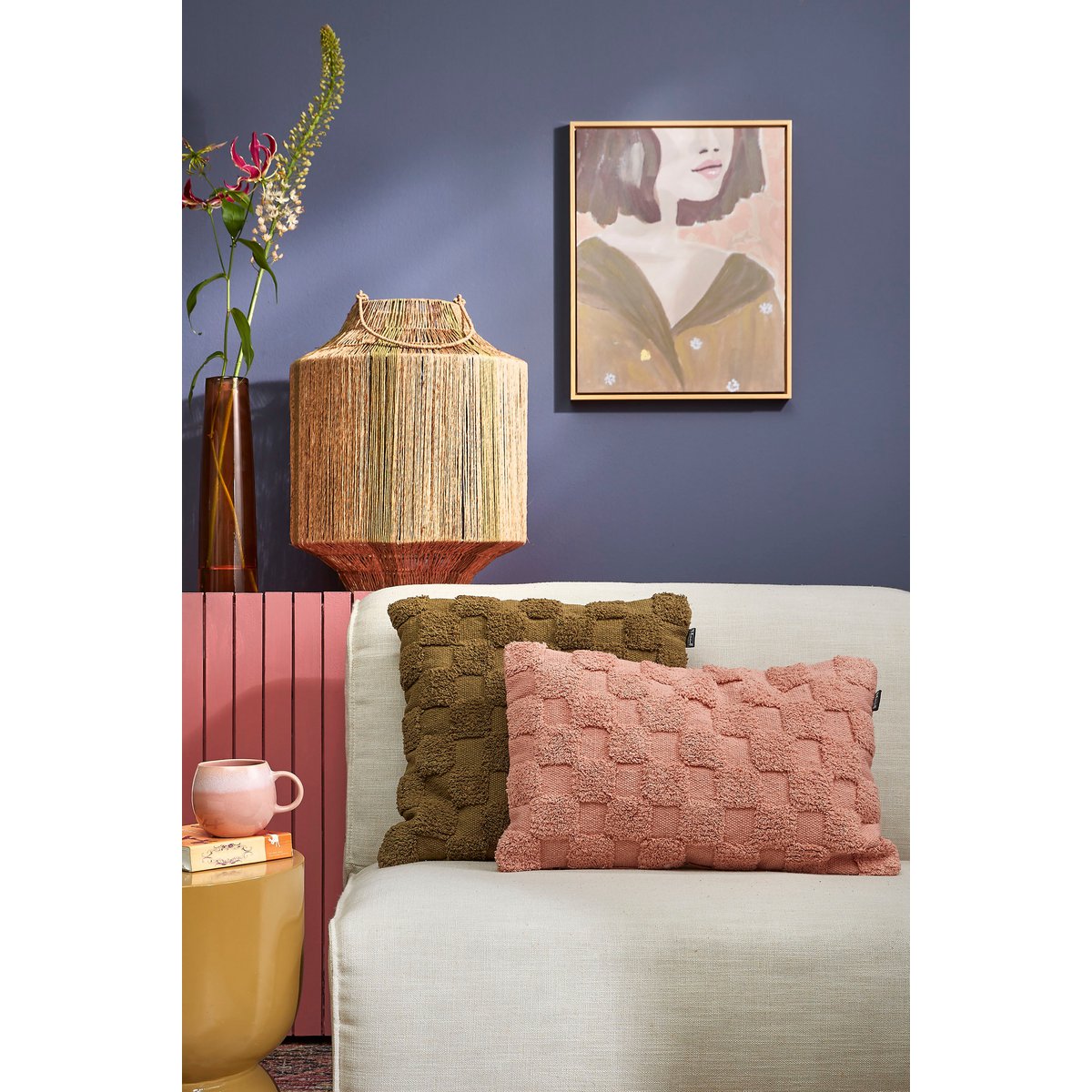 Liliano Lantern - H51 x Ø40 cm - Jute - Dark green