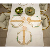 Golden salad cutlery with transparent handle