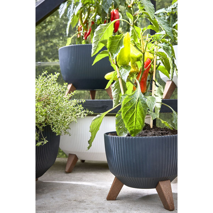 Doppio Flowerpot on Legs - H21 x Ø40 cm - Polypropylene - FSC Mix - Off White