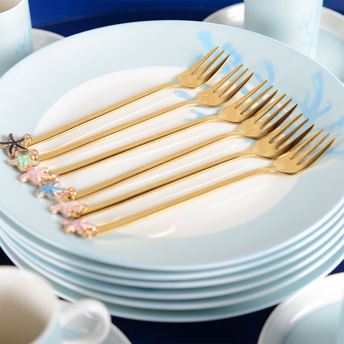 GOLDEN STAR DESSERTVORKEN - SET VAN 6