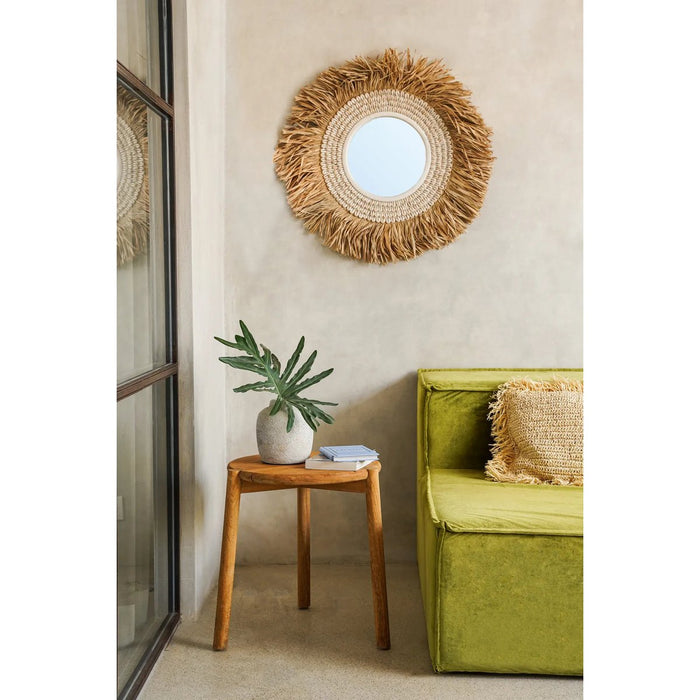 De Raffia Kauri Spiegel - Natuurlijk Wit