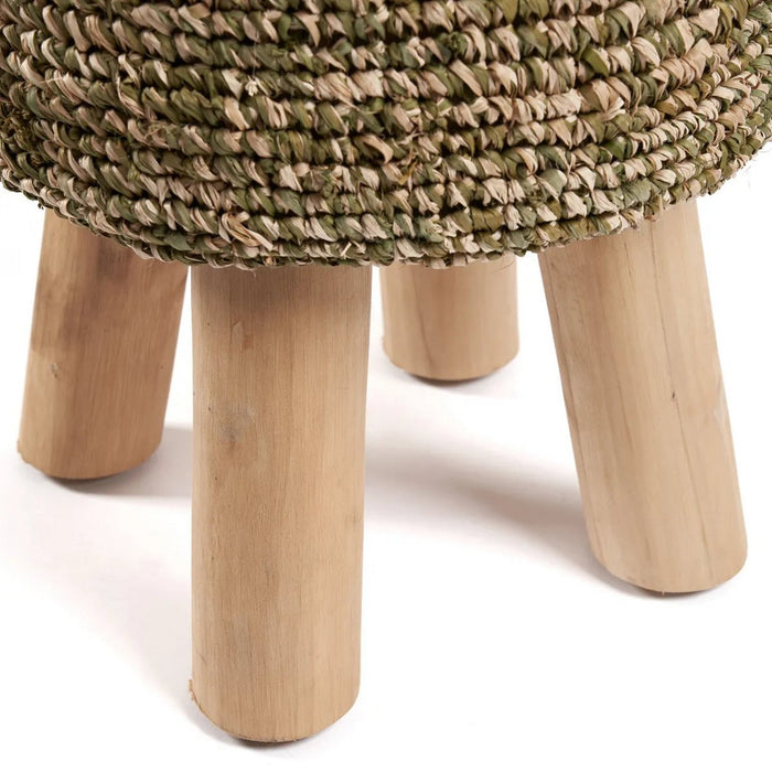 De Raffia Tressed Stool - Jungle Groen