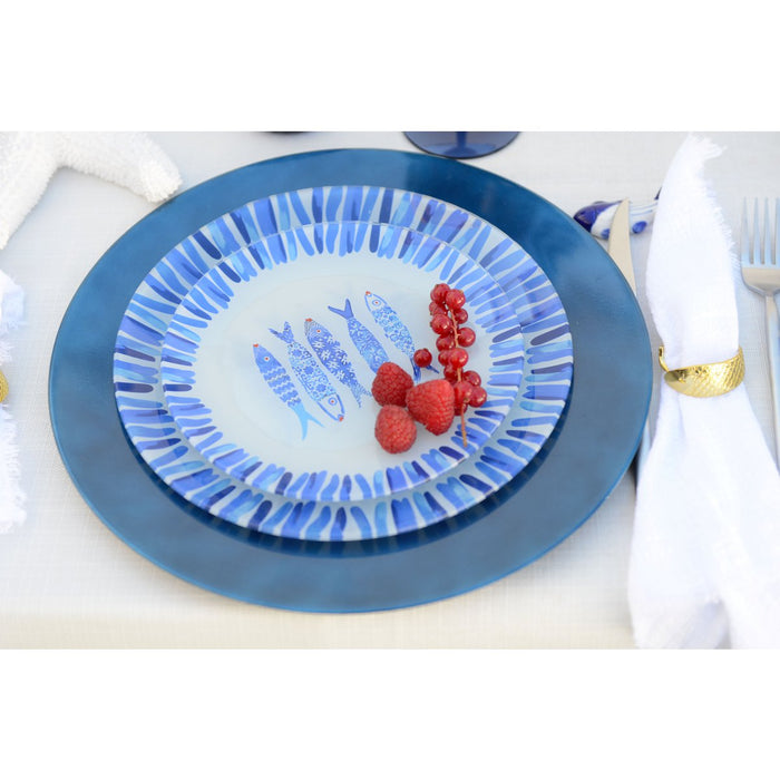 Blue fish dessert plate 20x20x1.3cm - Lot of 6